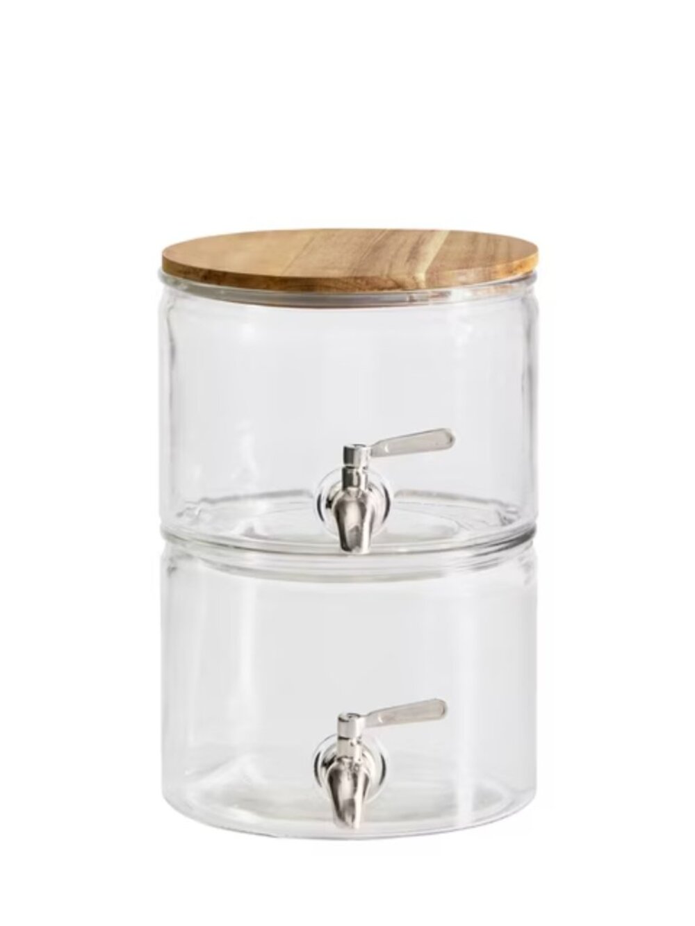 Dual Glass Beverage Dispenser Set with Wooden Lids & Spigots – 240 oz Total